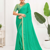 Laxmipati Alia Green Silk Saree with Geometric Foil Work