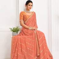 Laxmipati Alia Peach Silk with Chevron Foil Work