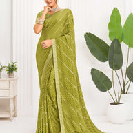 Laxmipati Alia Green Silk with Chevron Foil Work