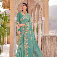 Laxmipati Udan Pari Blue Embroidered Tissue Organza Saree