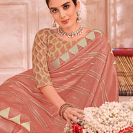 Laxmipati Udan Pari Peach Embroidered Tissue Organza Saree