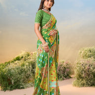 Laxmipati Anaya Green Chiffon Saree with Geometric Prints