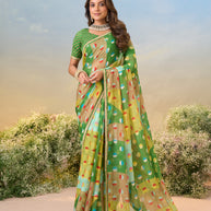 Laxmipati Anaya Green Chiffon Saree with Geometric Prints