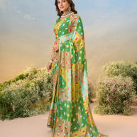Laxmipati Anaya Green Chiffon Saree with Geometric Prints