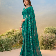 Laxmipati Anaya Teal Green Georgette Saree with Geometric Prints