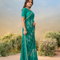 Laxmipati Anaya Teal Green Georgette Saree with Geometric Prints