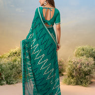 Laxmipati Anaya Teal Green Georgette Saree with Geometric Prints