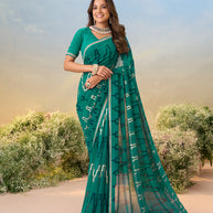 Laxmipati Anaya Teal Green Georgette Saree with Geometric Prints