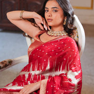 Laxmipati Anaya Maroon Silk Saree with Geometric Foil Work
