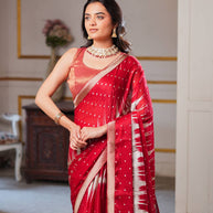 Laxmipati Anaya Maroon Silk Saree with Geometric Foil Work