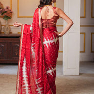 Laxmipati Anaya Maroon Silk Saree with Geometric Foil Work