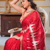 Laxmipati Anaya Maroon Silk Saree with Geometric Foil Work