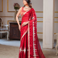 Laxmipati Anaya Maroon Silk Saree with Geometric Foil Work