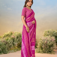 Laxmipati Anaya Pink Silk saree with Bandhani Print