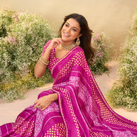 Laxmipati Anaya Pink Silk saree with Bandhani Print