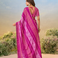 Laxmipati Anaya Pink Silk saree with Bandhani Print