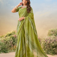 Laxmipati Anaya Green Chiffon Saree with Geometric Prints