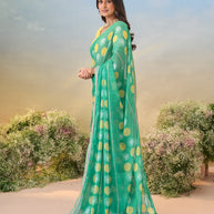 Laxmipati Anaya Teal Green Chiffon Saree with Geometric Prints