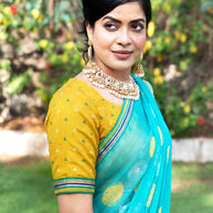 Teal Green bandhani printed chiffon saree festive wear