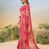 Laxmipati Anaya Pink Chiffon Saree with Geometric Prints