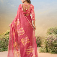 Laxmipati Anaya Pink Chiffon Saree with Geometric Prints
