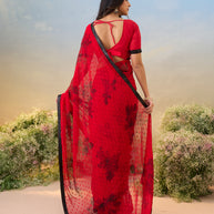 Laxmipati Anaya Red Georgette Saree with Floral Prints