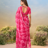 Laxmipati Anaya Pink Chiffon Saree with Geometric Prints