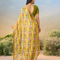 Laxmipati Anaya Mustard Georgette Saree with Checkered Prints