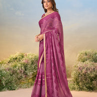 Laxmipati Anaya Wine Chiffon Saree with Chevron Prints