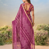Laxmipati Anaya Wine Chiffon Saree with Chevron Prints