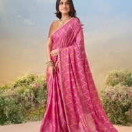 Laxmipati Anaya Pink Silk Saree with Chevron Prints