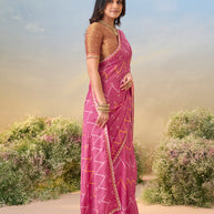 Laxmipati Anaya Pink Silk Saree with Chevron Prints
