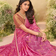 Laxmipati Anaya Pink Silk Saree with Chevron Prints