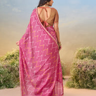 Laxmipati Anaya Pink Silk Saree with Chevron Prints