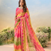 Laxmipati Anaya Multicolor Silk with Chevron Prints