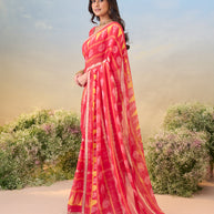Laxmipati Anaya Pink Chiffon Saree with Geometric Prints