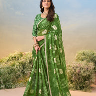 Laxmipati Anaya Green Silk Saree with Floral Prints