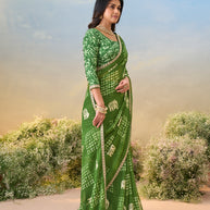 Laxmipati Anaya Green Silk Saree with Floral Prints
