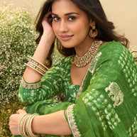Laxmipati Anaya Green Silk Saree with Floral Prints