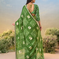 Laxmipati Anaya Green Silk Saree with Floral Prints