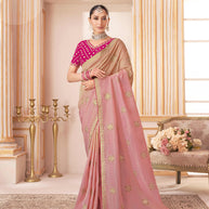 Laxmipati Chakor Pink Tissue Organza Saree with Zari Embroidery