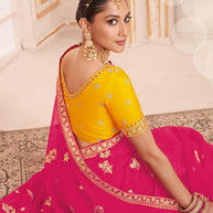 Laxmipati Chakor Pink Tissue Organza Saree with Floral Embroidery