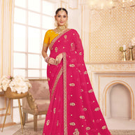 Laxmipati Chakor Pink Tissue Organza Saree with Floral Embroidery