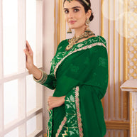 Laxmipati Chakor Green Tissue Organza Saree