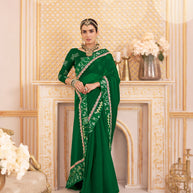 Laxmipati Chakor Green Tissue Organza Saree