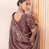 Laxmipati Chakor Purple Silk Saree with Floral Embroidery