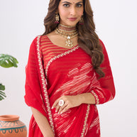 Laxmipati Ishita Maroon Abstract Chiffon Printed Saree