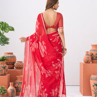 Laxmipati Ishita Maroon Abstract Chiffon Printed Saree