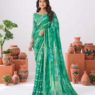 Laxmipati Ishita Green Floral Silk Printed Saree