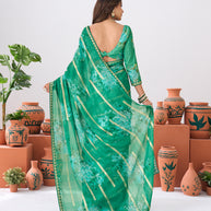 Laxmipati Ishita Green Floral Silk Printed Saree